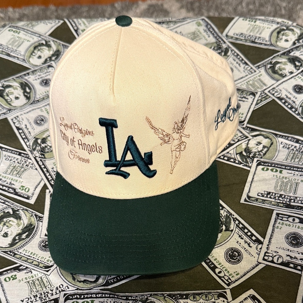 OTTO Cream and Green Embroidered Hat